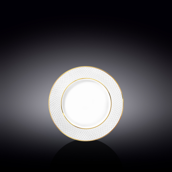 Flat rim bread round plate with gold lines wl-880102100/a Wilmax (photo 1)