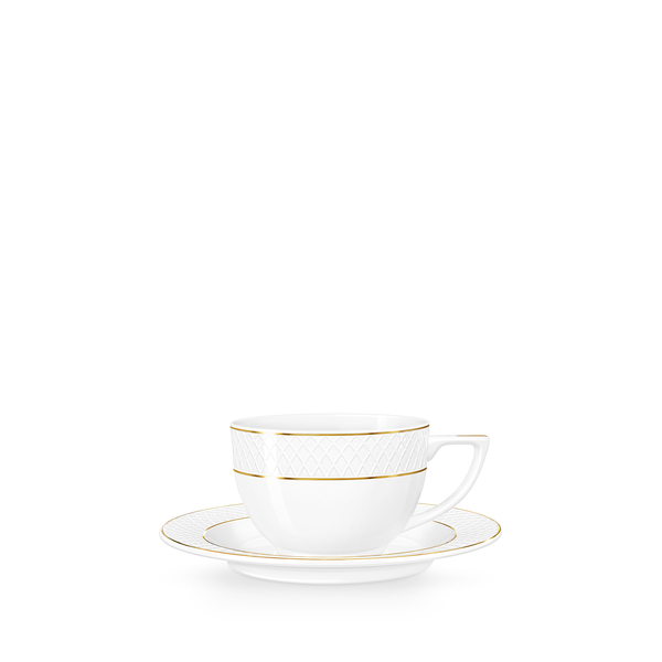 Cappuccino cup & saucer with gold lines wl‑880102402/ab Wilmax (photo 1)