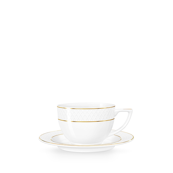 Tea cup & saucer with gold lines wl‑880102404/ab Wilmax (photo 1)