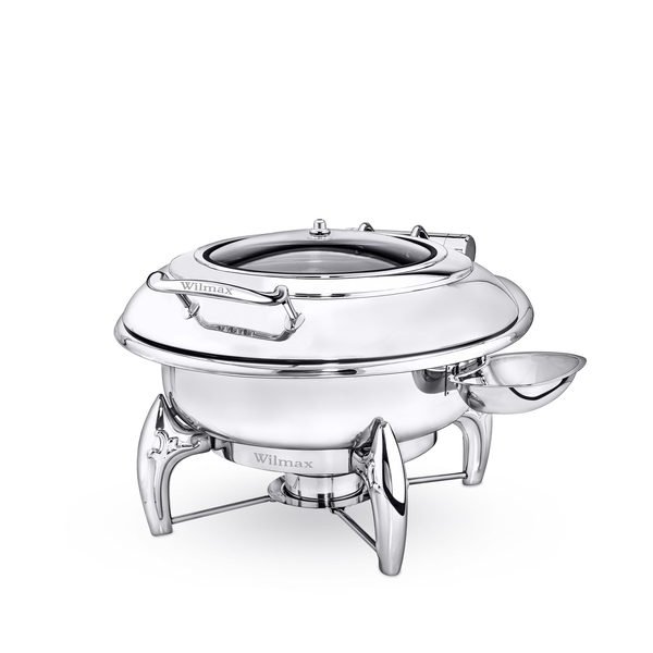 Glass lid round chafing dish with stand wl‑559911/ab Wilmax (photo 1)