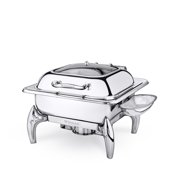 Glass lid square chafing dish with stand wl‑559912/ab Wilmax (photo 1)